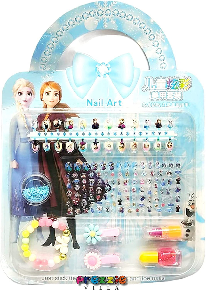 Nail Boutique Nail Art Kit Including Small Press On Nails for Kids, Nail Patches, Nail Stickers, Nail Polishes, Clips, Bracelet, Lipstick for Girls Non-Toxic Water Based Peel Off