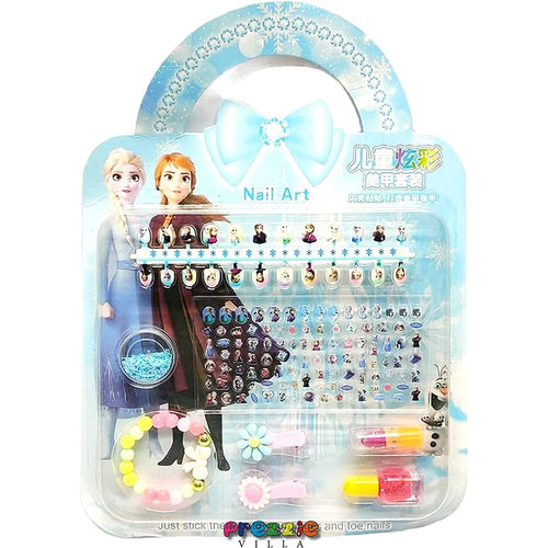 Nail Boutique Nail Art Kit Including Small Press On Nails for Kids, Nail Patches, Nail Stickers, Nail Polishes, Clips, Bracelet, Lipstick for Girls Non-Toxic Water Based Peel Off