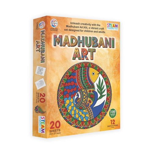 Ratna's Madhubani Art Kit – Painting & Colouring Craft Set I 20 Sheets