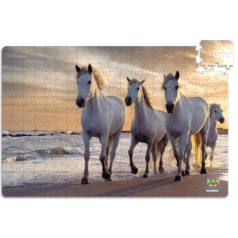 Beautiful White Horses Carboard Jigsaw Puzzle Set - 252 Pieces (6-8 Years)