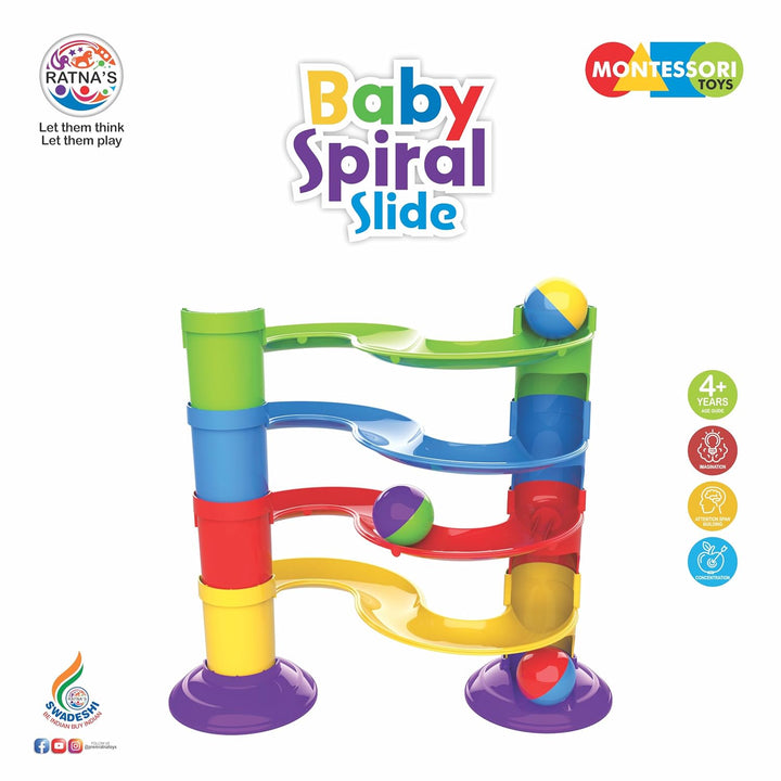 Ratnas Baby Spiral Slide – 4 | Level Ball Rolling Stacking Tower