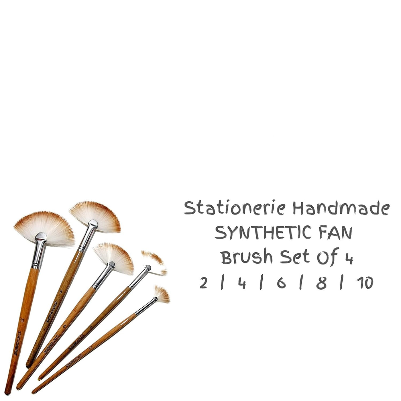 Signature Handcrafted Fan Brush | Set of 5 (2 4 6 8 10) | Suitable for Mixmedia