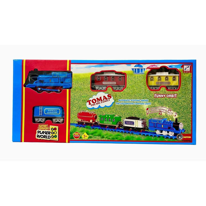 Tomas The Big Family Train Toy Set | Battery Operated Train with Sound, Light & Smoke Effect | 240 cm Track