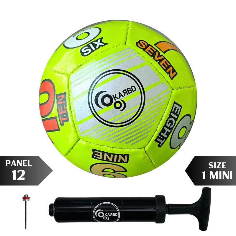 Football with Air Pump & Pin - Size 1 Mini, 12 Panel, PVC, Green Numbers Learning