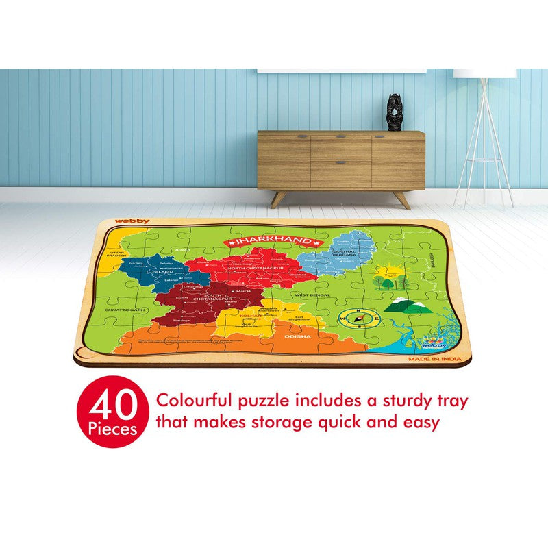 Jharkhand Map Wooden Jigsaw Puzzle, 40pcs