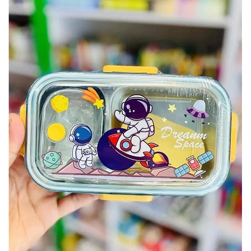 CuddleNest 2 Compartments Stainless Steel Lunch Box | 700ml + 100ml Soup Bowl