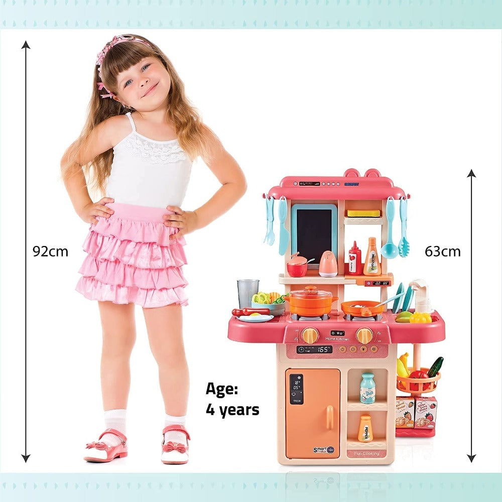 Home Cooking Kitchen Pretend Play Set with Functional Water Tap & Light and Sound (36 Accessories)