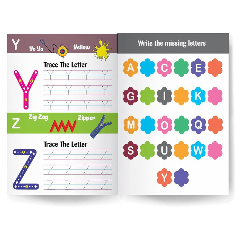 Write & Clean Reusable Book - Set of 2 Books - Alphabet Capital Letters, Lines & Curves