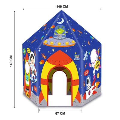 Space Playhouse Tent for Kids with Hanging LED Light - Peep Holes and Name Tag