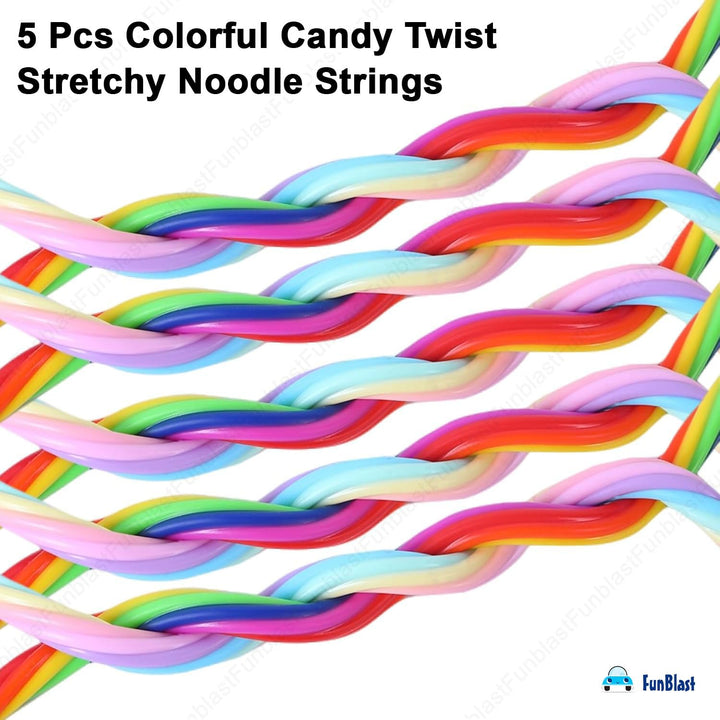 FunBlast Pack of 5 Stretchy String Fidget Toys | Colorful Candy Twist Noodle Strings for Kids