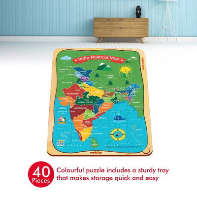 India Map Wooden Jigsaw Puzzle, 40pcs