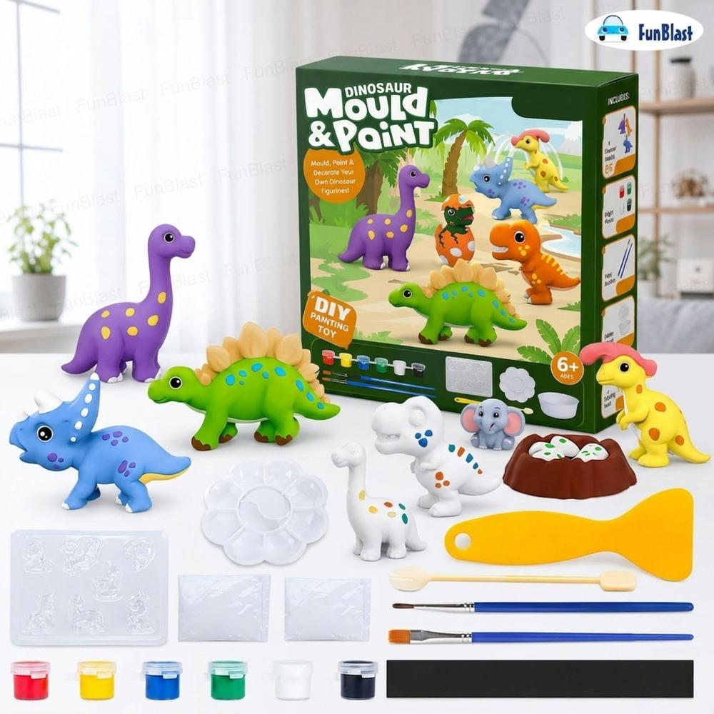 FunBlast DIY Mould & Paint Craft Kit | Paint Your Own Plaster Figurine Art Set