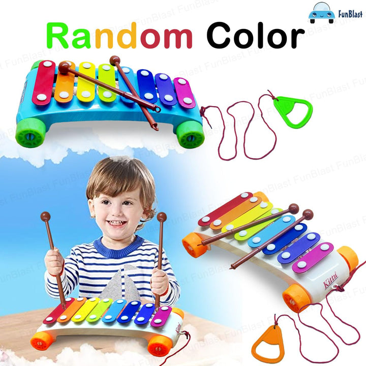 FunBlast Pull Along Musical Xylophone with Wheels for Kids | Early Learning Musical Instrument & Activity Toy