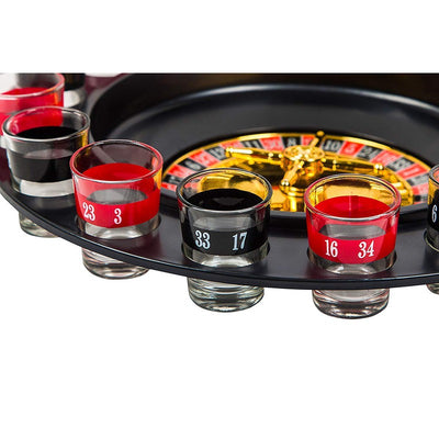 Roulette, Casino Style Drinking Game Set (2 Balls and 16 Glasses) - Multicolor