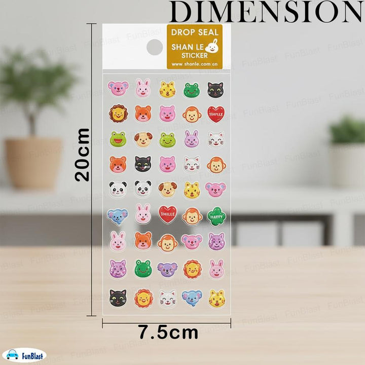 FunBlast Kawaii 3D Stickers | Aesthetic Self-Adhesive Craft Stickers for Kids | Pack of 4