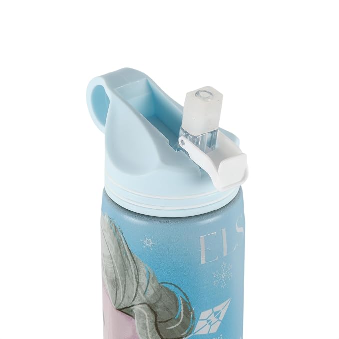 Disney Frozen Non-Insulated Steel Sipper Water Bottle – 700ml Light Blue | Princess-Themed Design | Reusable Kids School & Travel Bottle