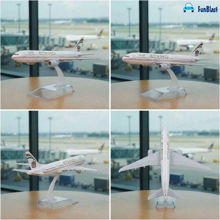 FunBlast B777 Etihad Diecast Aeroplane Model | Miniature Aircraft Display Collectible