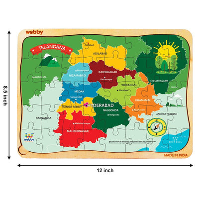 Telangana Map Wooden Jigsaw Puzzle, 40pcs