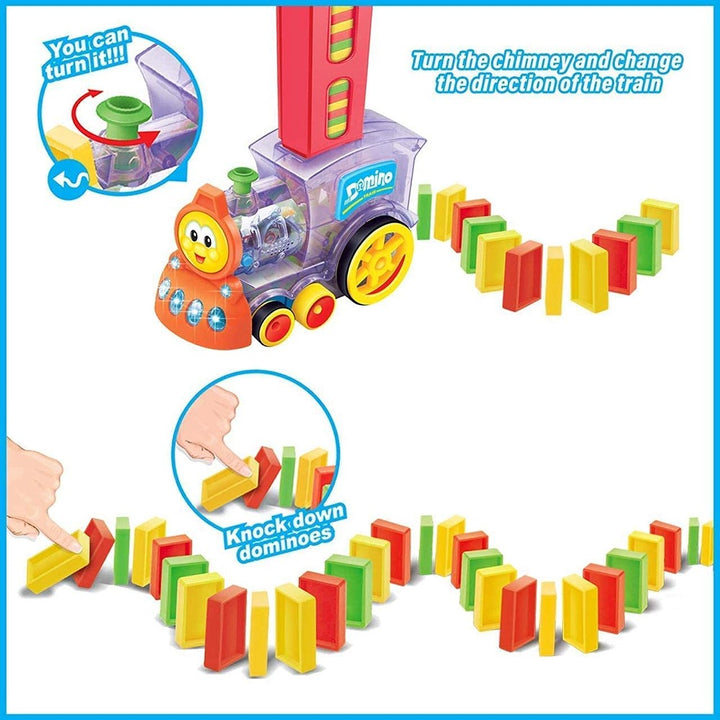 60 Pcs Domino Rally Train Toy Set with Lights and Sounds