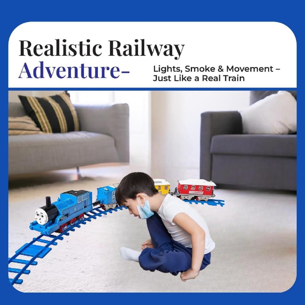 Tomas The Big Family Train Toy Set | Battery Operated Train with Sound, Light & Smoke Effect | 240 cm Track