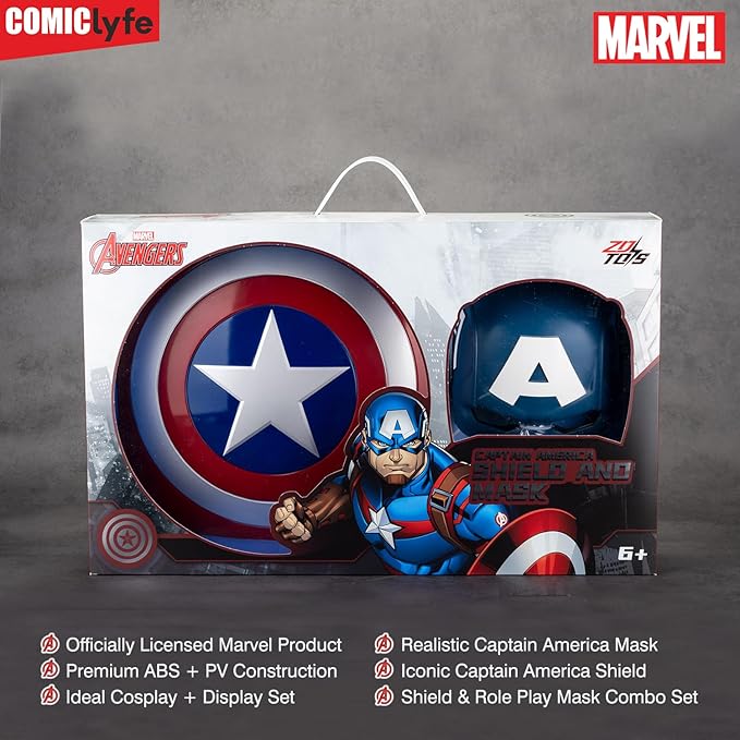 Original Marvel Captain America Shield & Role Play Mask Combo Set