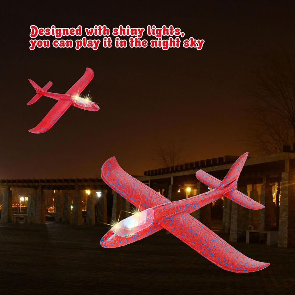 Flying Mini Throwing Glider Plane with Shiny Lights | EPP Foam Airplane Toy with Balanced Flight | Outdoor Flying Toy for Kids