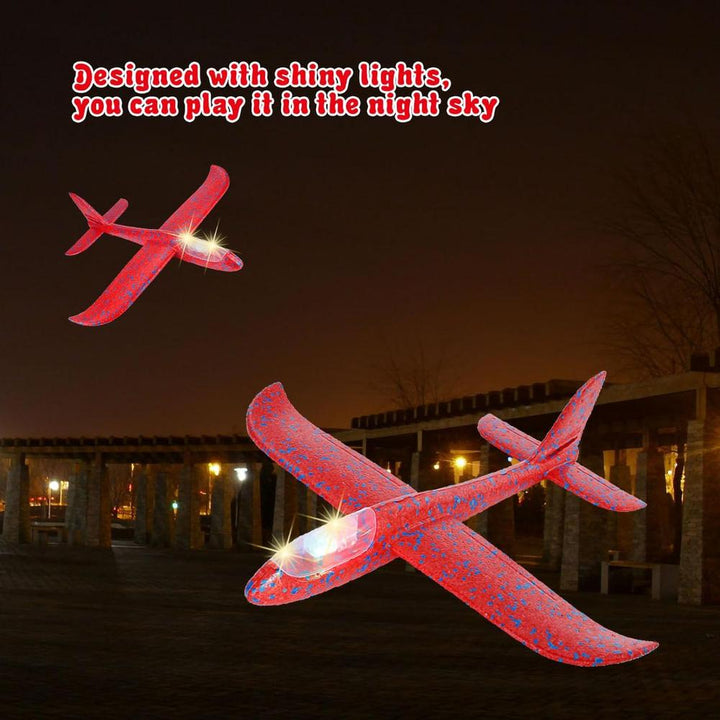 Flying Mini Throwing Glider Plane with Shiny Lights | EPP Foam Airplane Toy with Balanced Flight | Outdoor Flying Toy for Kids