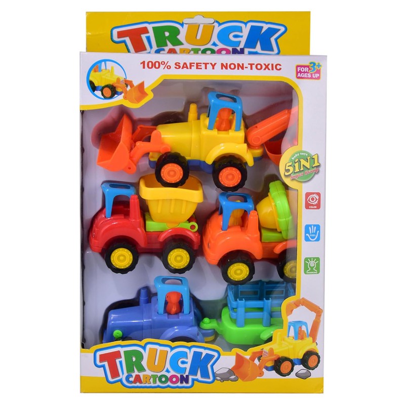 Unbreakable Automobile Car and Tractor Bulldozer (Pack of 4)