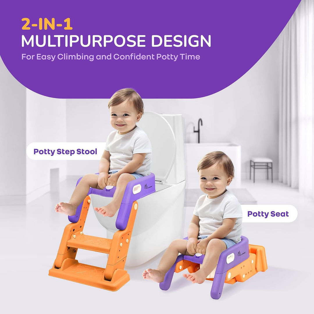 R for Rabbit Hilltop Booster 2-In-1 Baby Potty Seat & Step Stool - Purple Orange