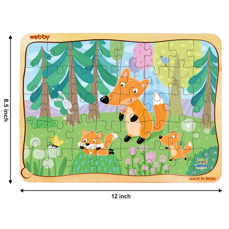 Fox in the Jungle Wooden Jigsaw Puzzle, 40pcs