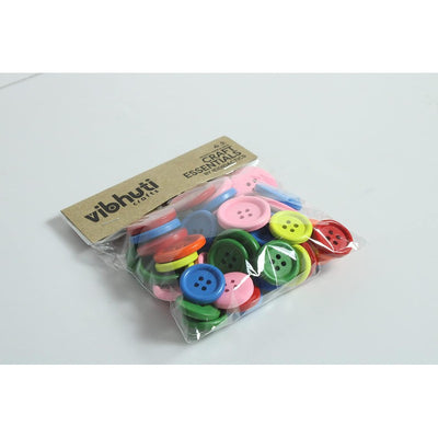 50 Pcs Neon Wooden Buttons | Used for DIY Art & Craft and Scrapbooking | Assorted Sizes (20mm and 25mm)