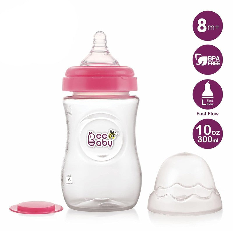 Ease Wide Neck Baby Feeding Bottle | Fast Flow Anti-Colic Silicone Nipple for Infants | 300ml
