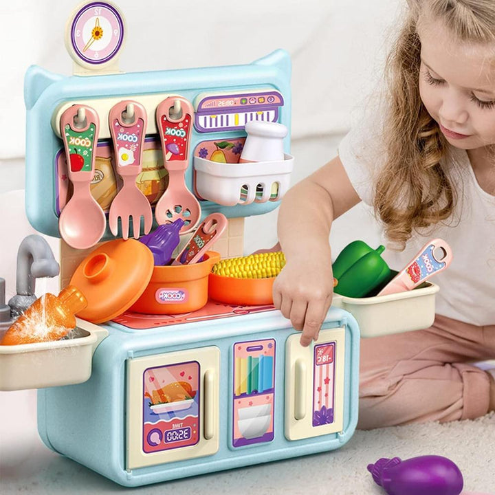 Annie Dream Kitchen Set | Pretend Play Toy Kitchen with Cooking Accessories, Sink & Storage Rack