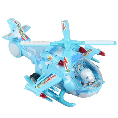 Battery Operated Rotating Musical Helicopter Bump and Go Action Aeroplane Toy