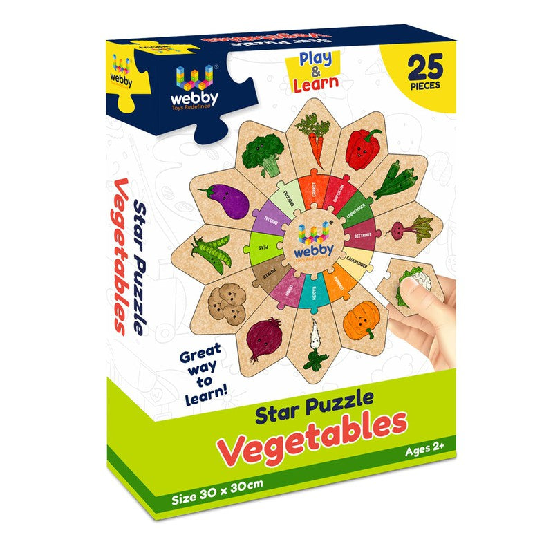 Vegetables - Star Jigsaw Puzzle, Montessori Early Educational Pre School Puzzle Toy for 2+ Years Kid (25 Pcs)