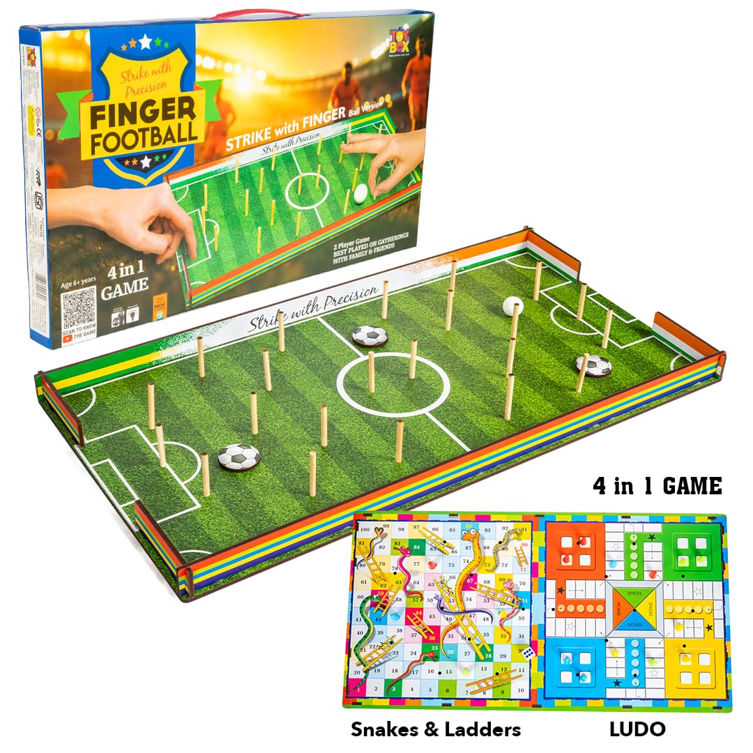 Toy Box by Ratna 4-in-1 Finger Football Table Top Game | Strike with Finger