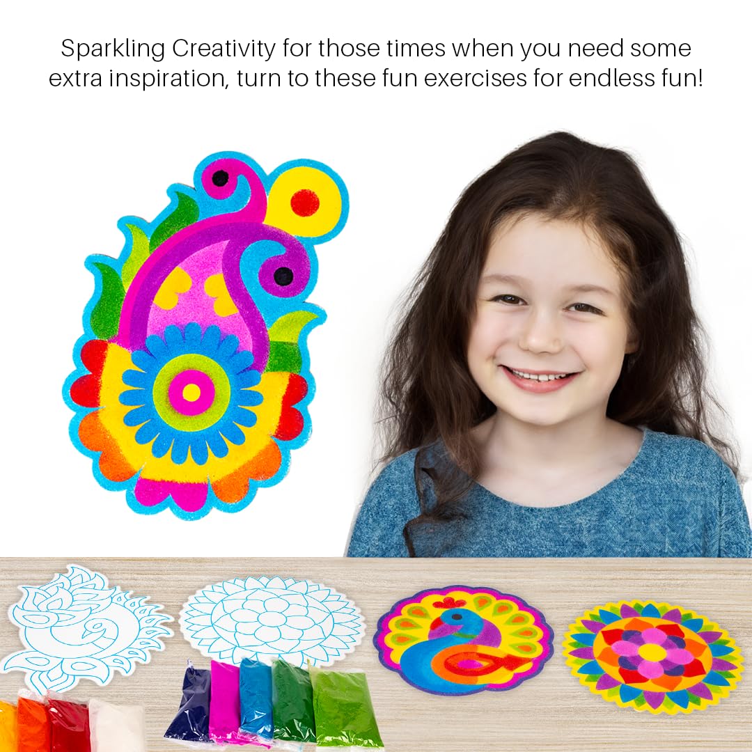 Ratna's Rangoli Mandala Art – DIY Creative Activity Kit | 8 Sticky Sheet