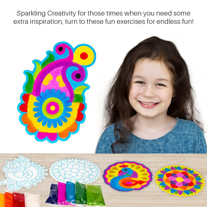 Ratna's Rangoli Mandala Art – DIY Creative Activity Kit | 8 Sticky Sheet