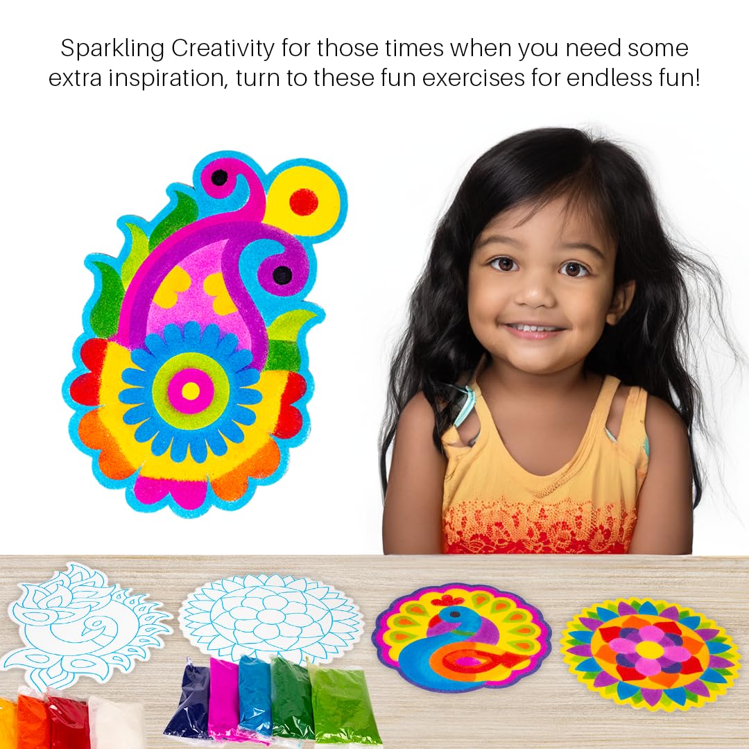 Ratna's Rangoli Mandala Art – DIY Creative Activity Kit | 8 Sticky Sheet