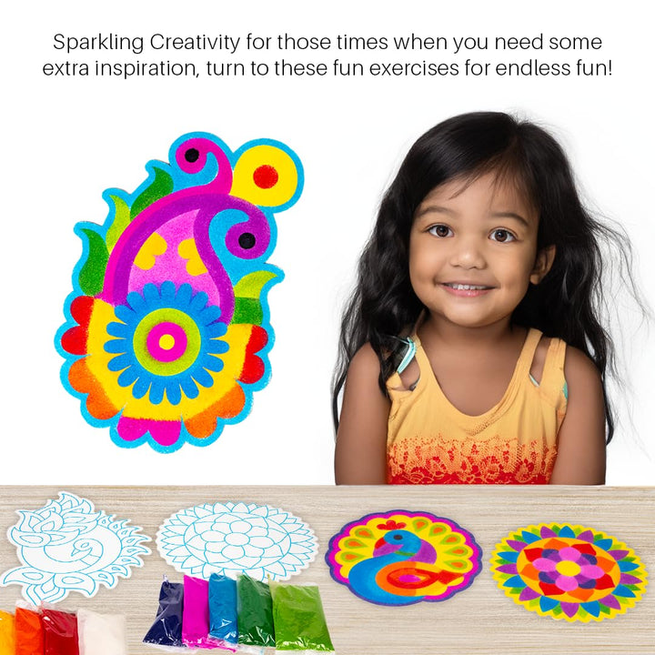 Ratna's Rangoli Mandala Art – DIY Creative Activity Kit | 8 Sticky Sheet