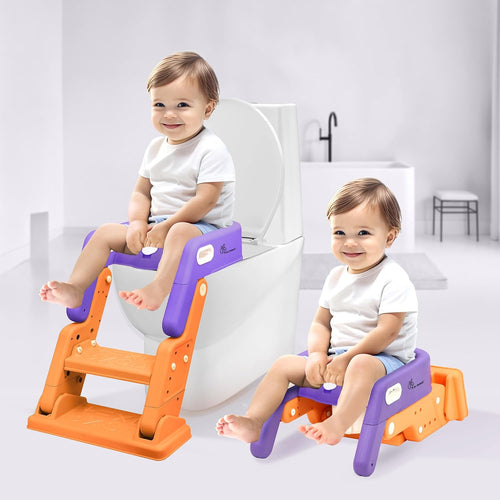 R for Rabbit Hilltop Booster 2-In-1 Baby Potty Seat & Step Stool - Purple Orange