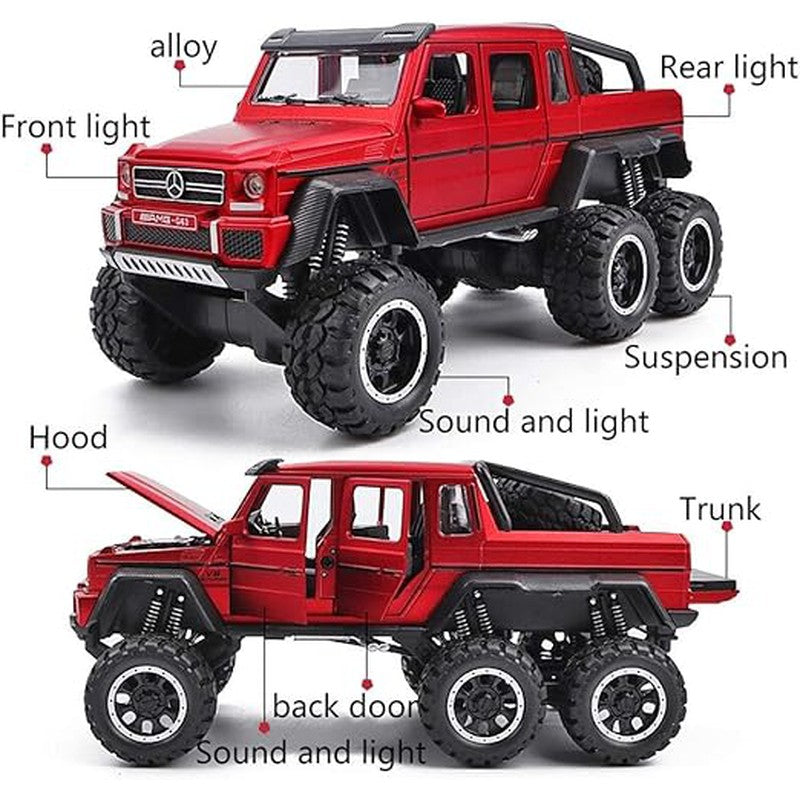 Resembling Amg 6X6 Kids Metal Diecast Car Modal Zinc Alloy Pull Back Car Toy Vehicles (Red)