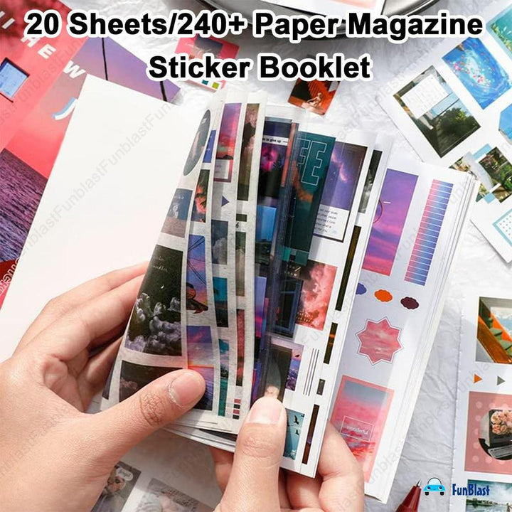 FunBlast Sticker Book Set | 20 Sheets Retro Japanese Style Stickers | 240+ Stickers
