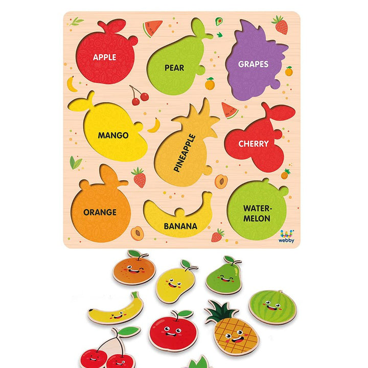 Wooden Fruits Montessori Educational Pre-School Puzzle Board Toy