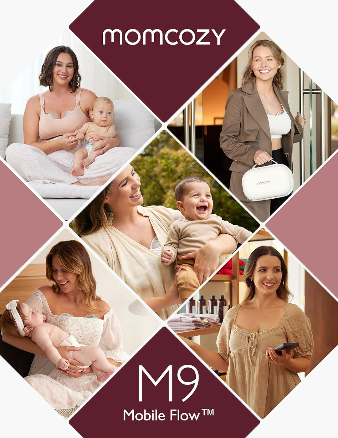 Momcozy M9 Mobile Flow Hands-Free Breast Pump | 3 Modes & 15 Levels, 24mm
