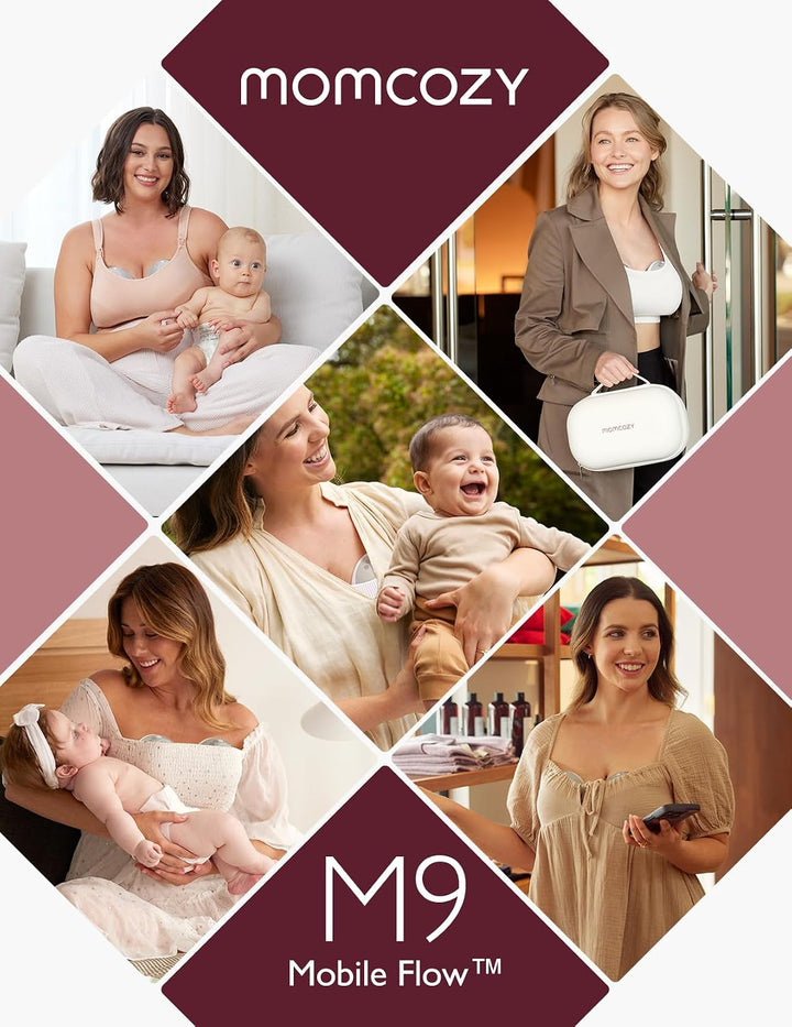 Momcozy M9 Mobile Flow Hands-Free Breast Pump | 3 Modes & 15 Levels, 24mm