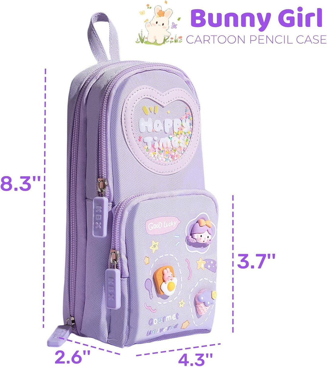 FunBlast Canvas Pencil Case - Large Capacity Hangable Triple Layer