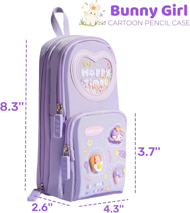 FunBlast Canvas Pencil Case - Large Capacity Hangable Triple Layer