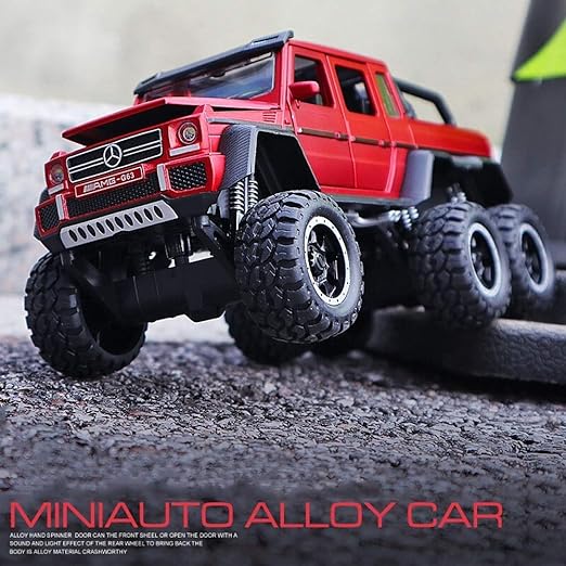 Resembling Amg 6X6 Kids Metal Diecast Car Modal Zinc Alloy Pull Back Car Toy Vehicles (Red)