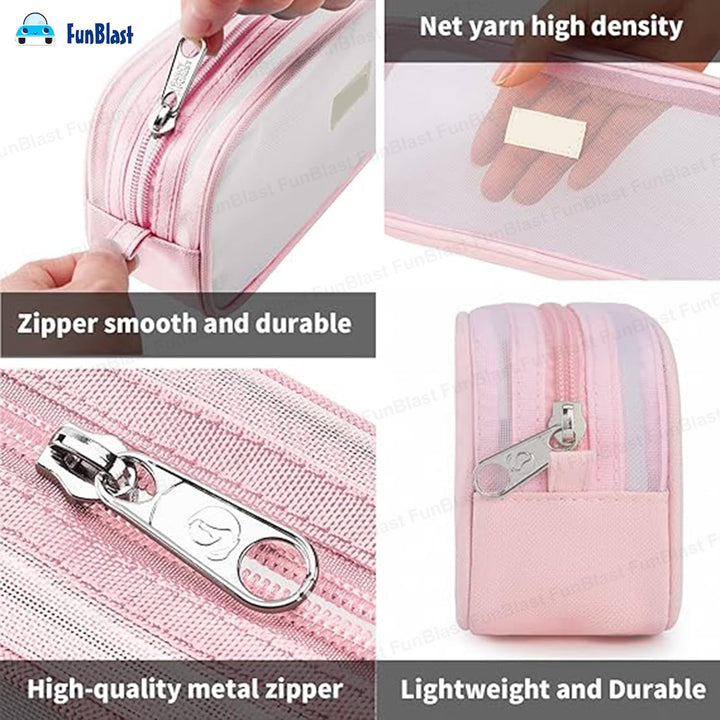 FunBlast Transparent Pencil Case | Large Capacity Clear Pouch with Zipper Closure | Portable Makeup & Stationery Bag